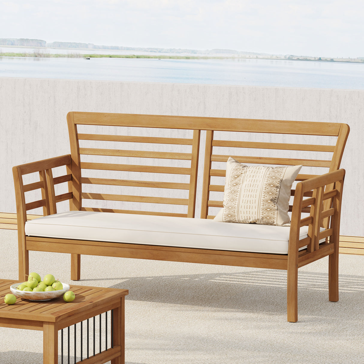 Outdoor caydon love seat, cream