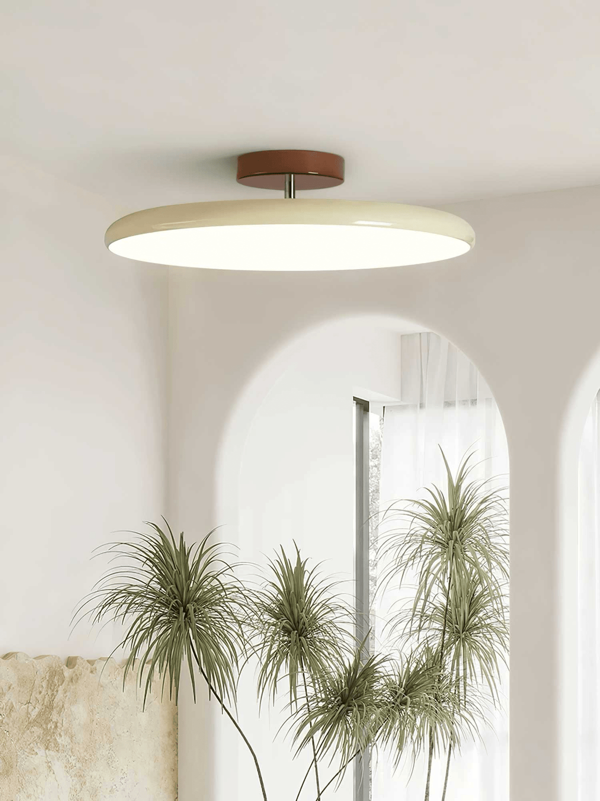 Orbitra | Flush Mount LED Ceiling Light with Swivel Arm, Dimmable Beige or Green Fixture