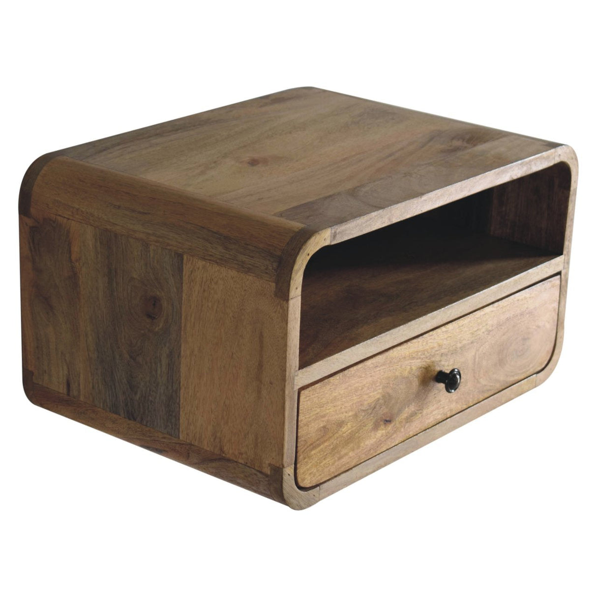 Large Floating Bedside, 1 Drawer, 1 Open Slot, Oak-ish