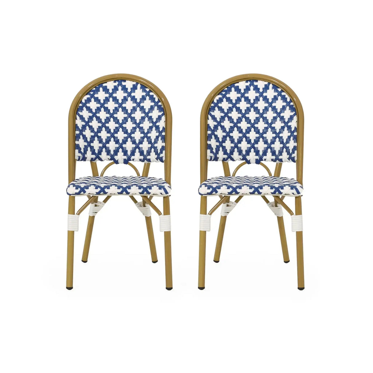 Chic French Bistro Chair With Durable Rattan And Aluminum Frame