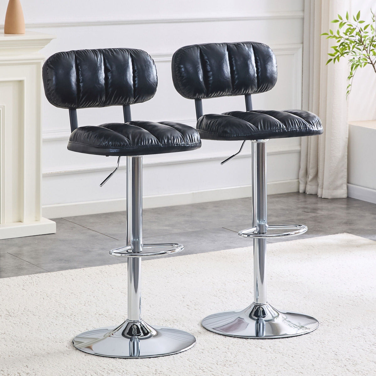 Adjustable Height Bar Stools With Footrest For Kitchen Island (Set of 2)