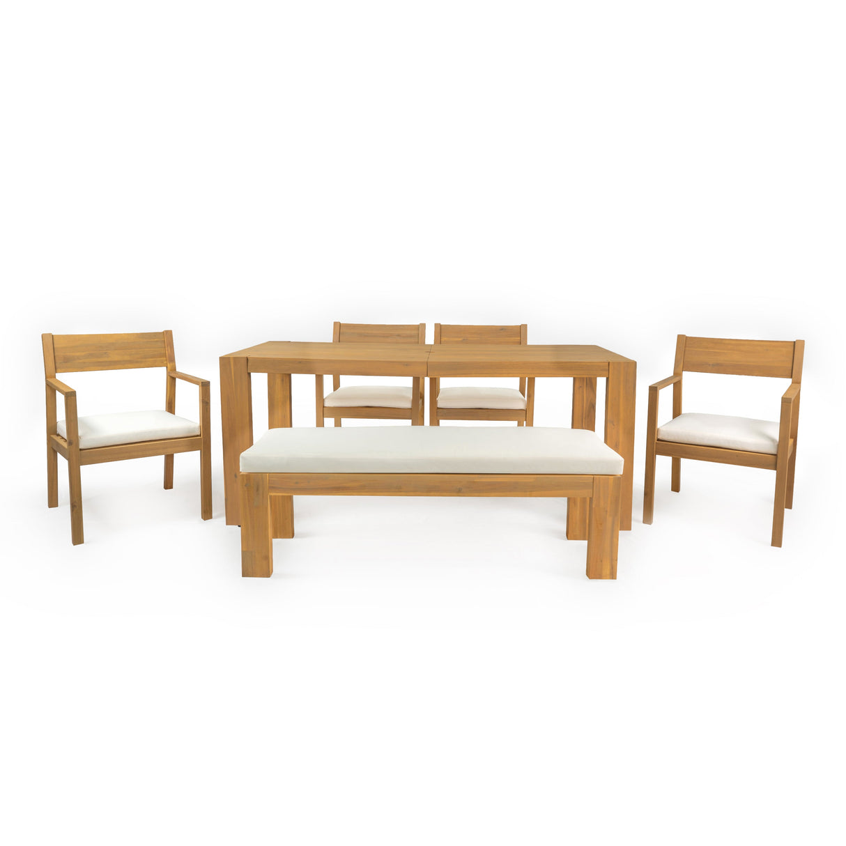 TREXM Patio Dining Table Set for 6 with Umbrella Hole