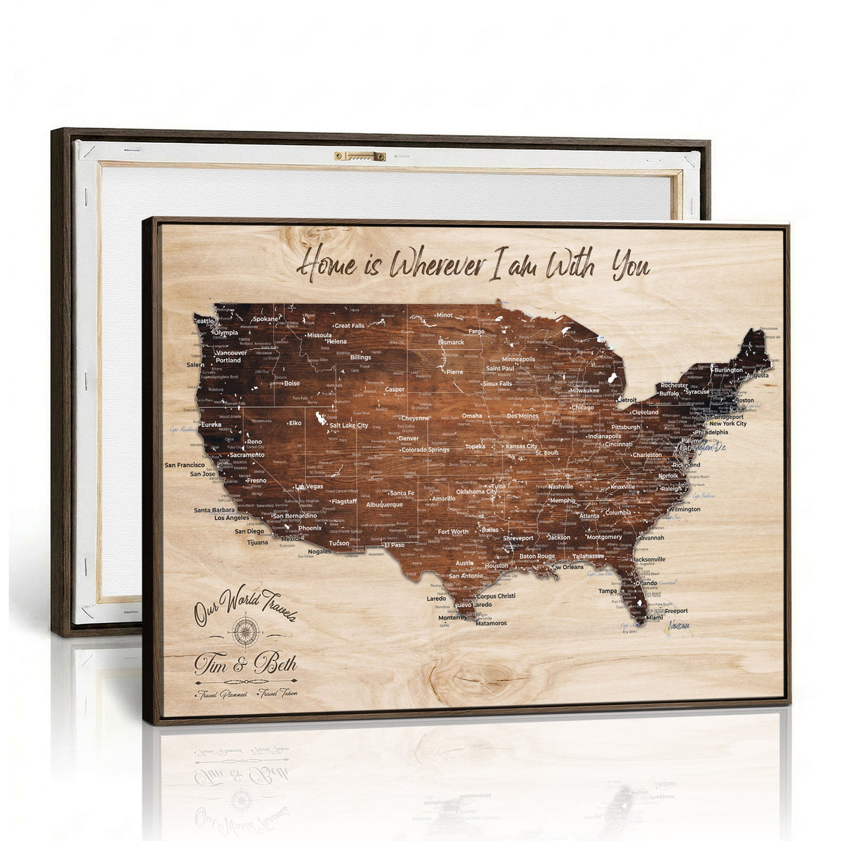 Personalized USA Push Pin Travel Map Canvas for Adventure Wall Decor