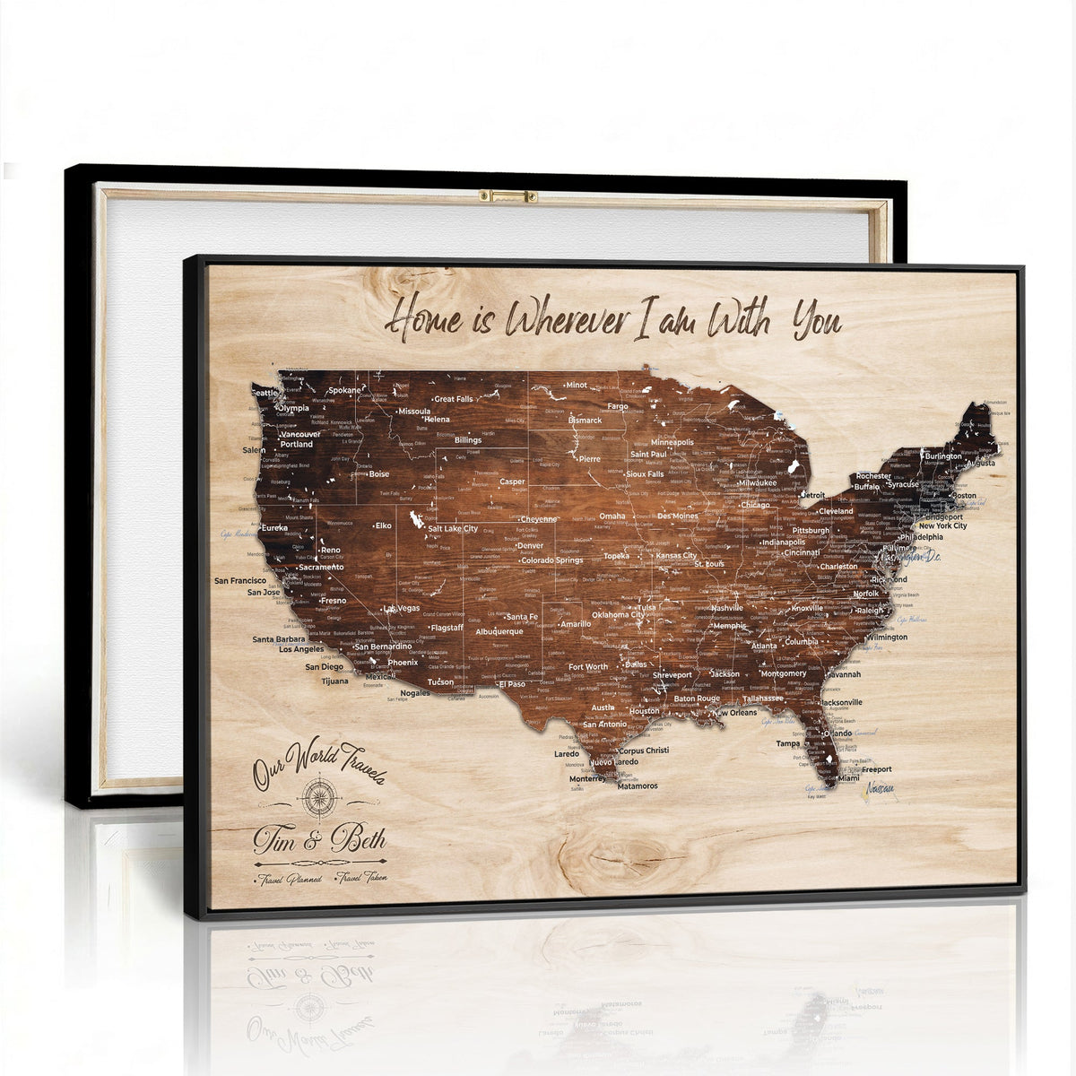 Personalized USA Push Pin Travel Map Canvas for Adventure Wall Decor