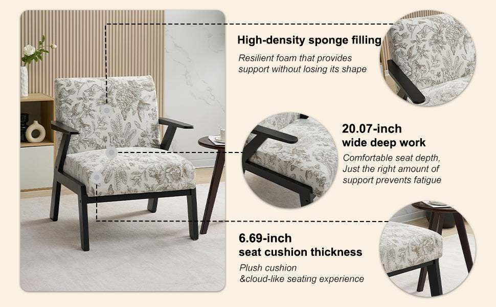 Mid-Century Modern Lounge Armchair - Seat Cushion (Beige + Grey)