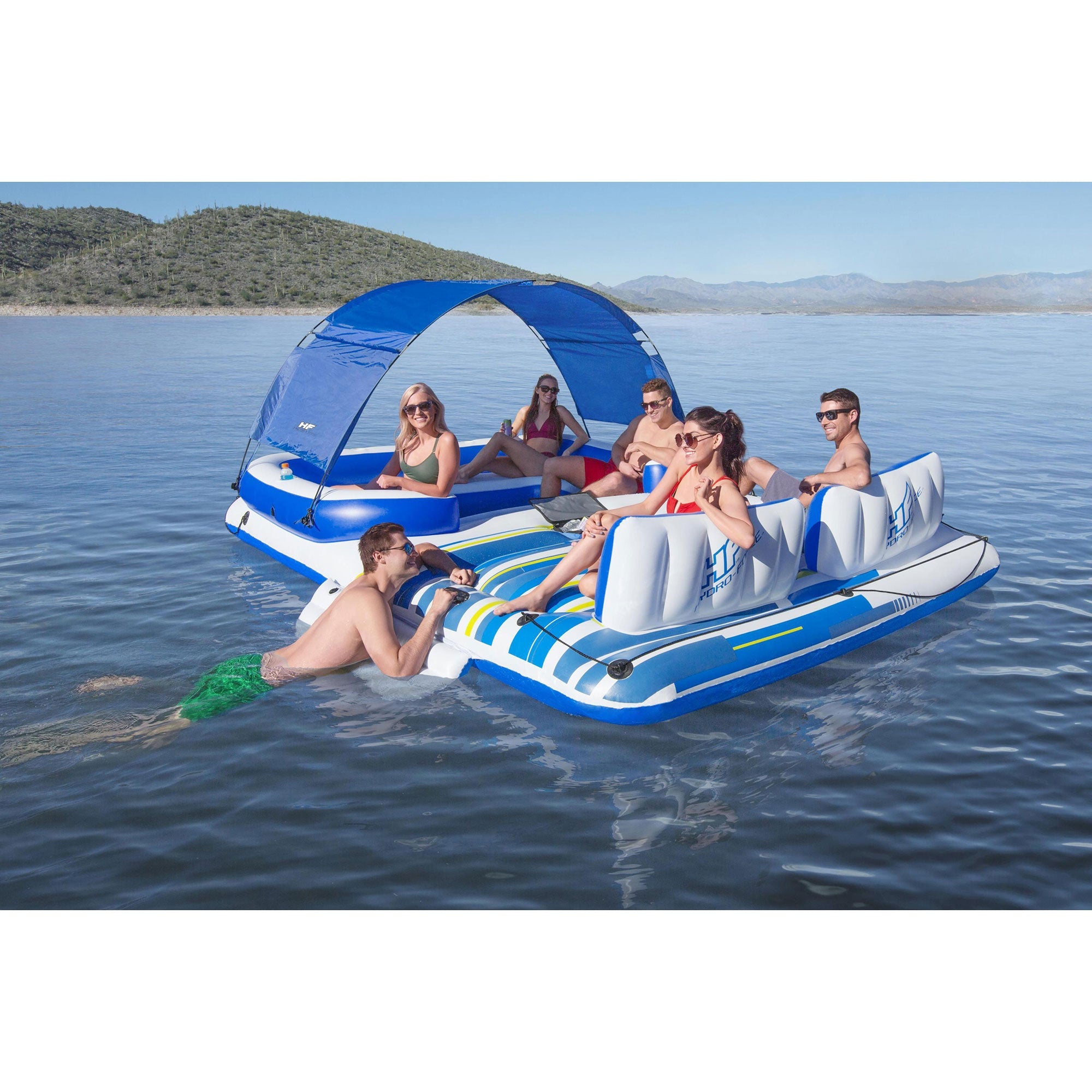 Bestway-Hydro-Force-Tropical-Breeze-6-Person-Inflatable-Party-Island-Water-Float-Pool-Floats-&-Loungers