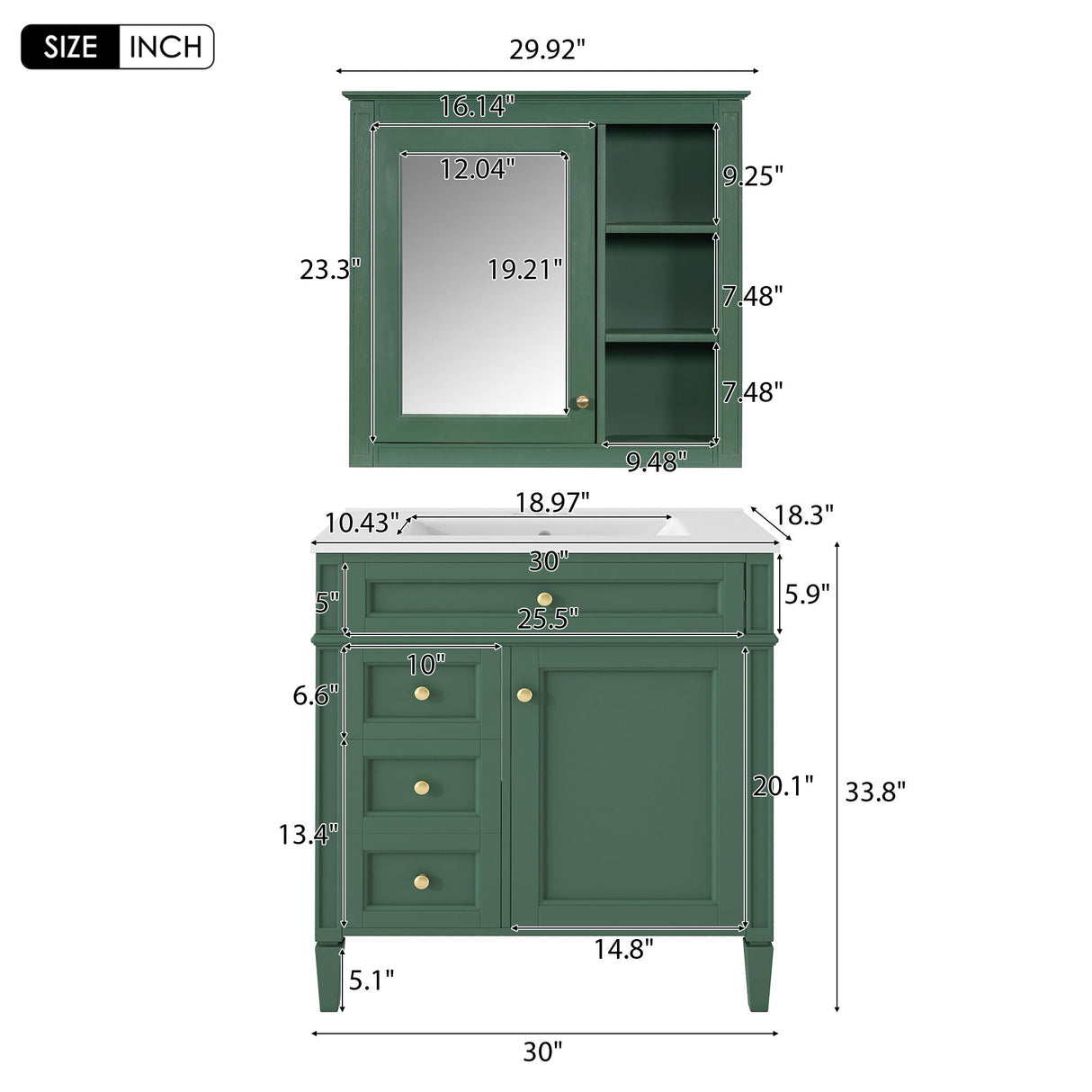 Bathroom Vanity With Medicine Cabinet and Storage