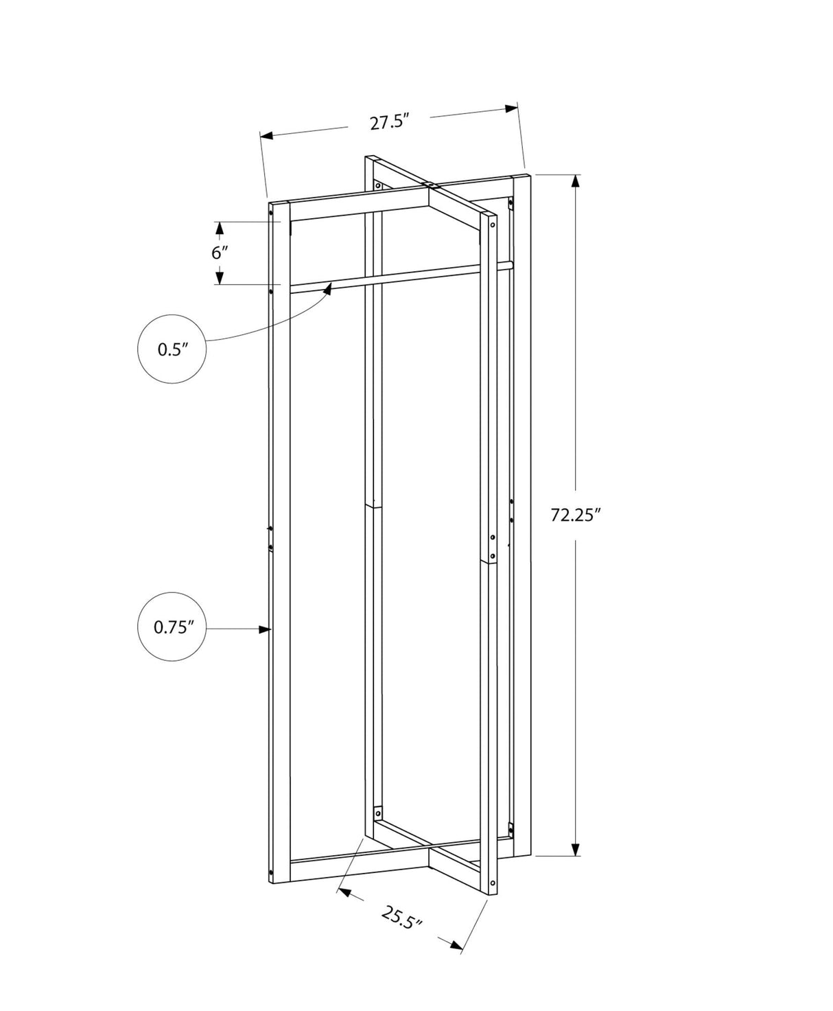 Coat Rack, Hall Tree, Free Standing, Hanging Bar, Entryway, For Contemporary & Modern - White