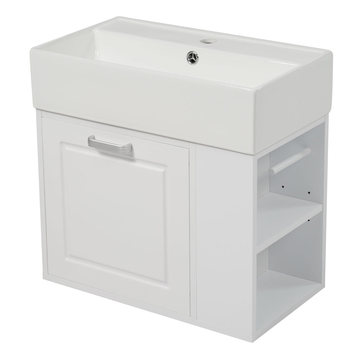 Modern Wall Mounted Bathroom Vanity With Sink, Soft Close Drawer, Adjustable Shelf, Toilet Paper Holder