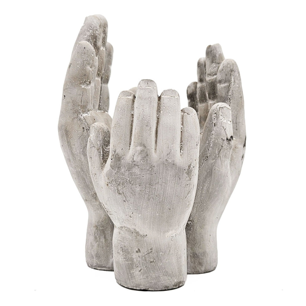 Set of 2 6x6x9' Accepting Hands Accent Cement Hand Decor