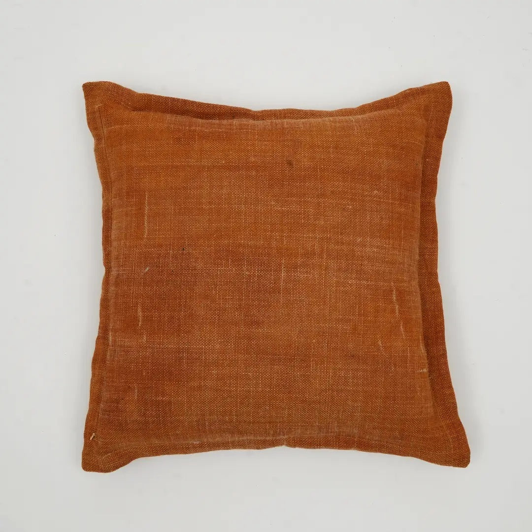 Double-Sided Stripe Throw Pillow – 20 x 20 Inch Orange Jute & Cotton