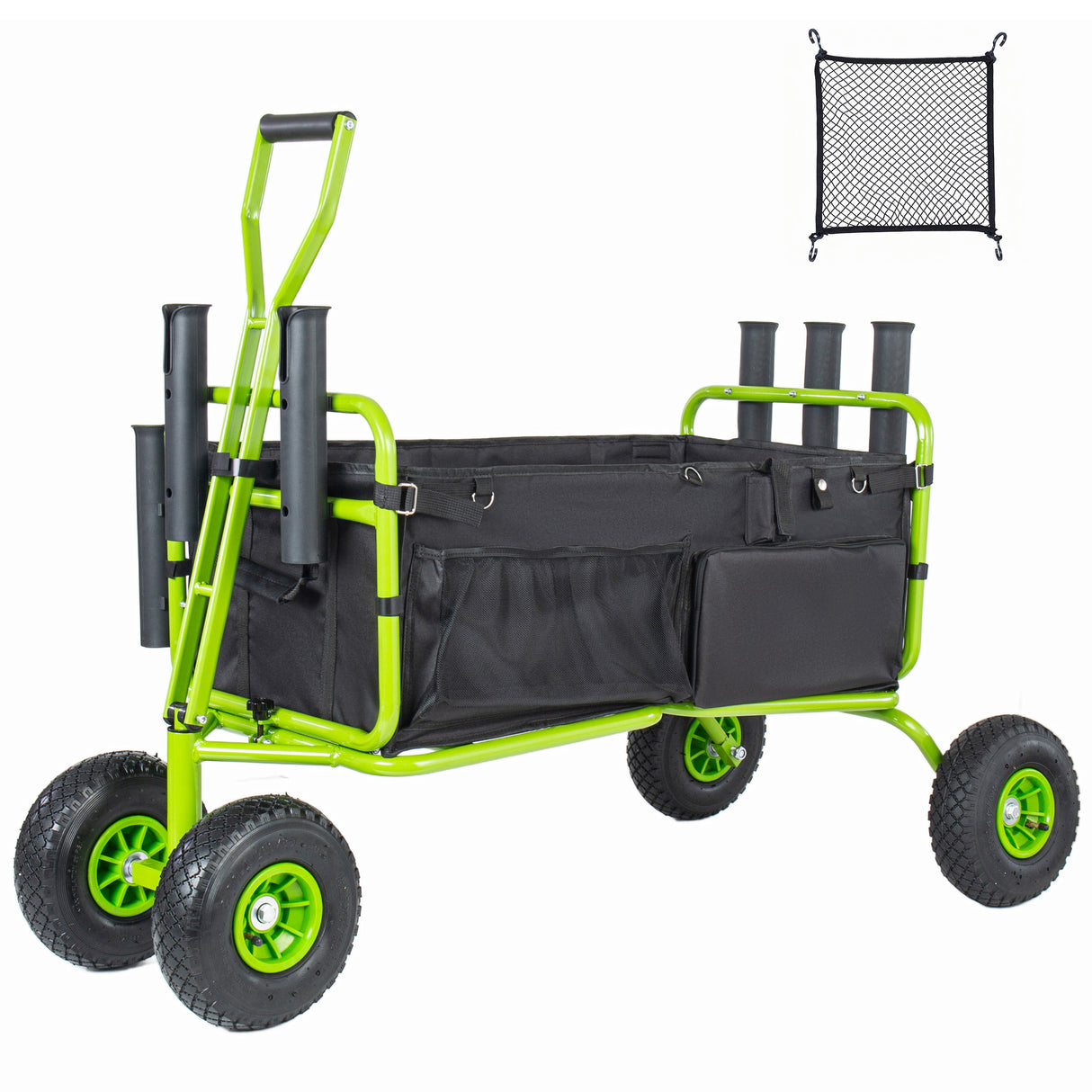 Fishing Cart Beach Cart Collapsible Wagon with 9.85'' All-Terrain Wheels