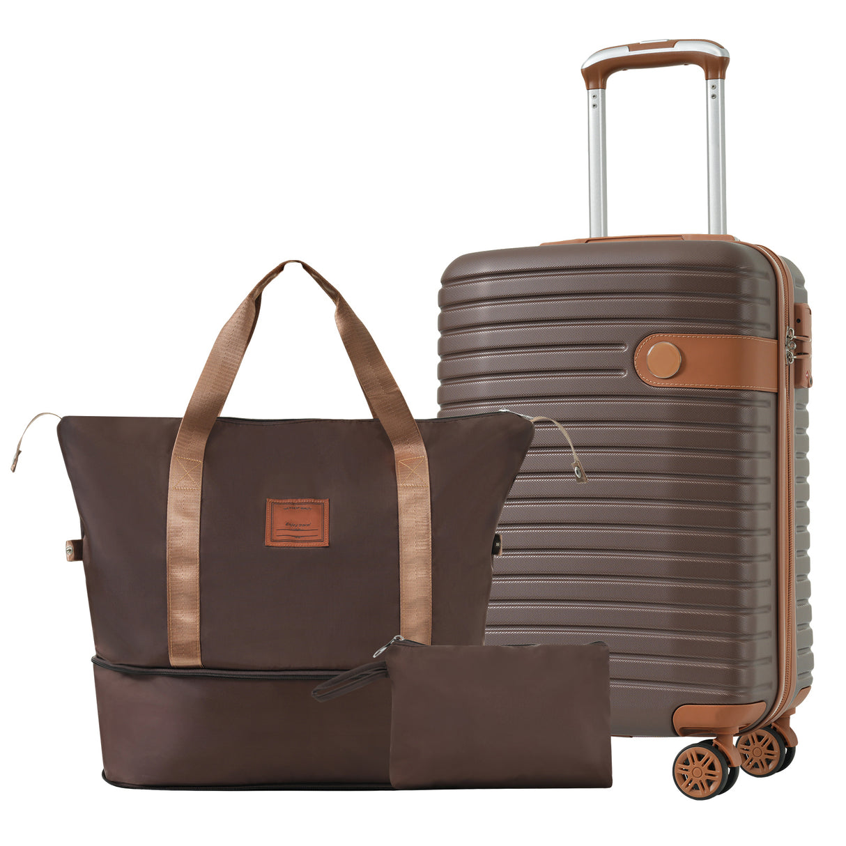 Luggage-Sets-3-Piece-Carry-on-Luggage-22x14x9-Airline-Approved,-Lightweight-Hardshell-ABS-Suitcases-with-Wheels,-20-inch,-Brown-Luggage-Sets