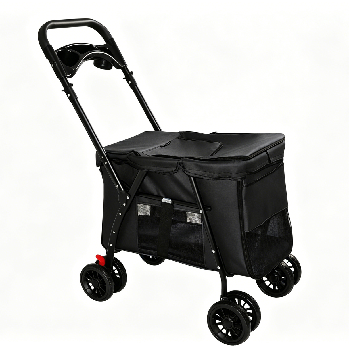 Pet Stroller Foldable 4-Wheel Design with Breathable Mesh