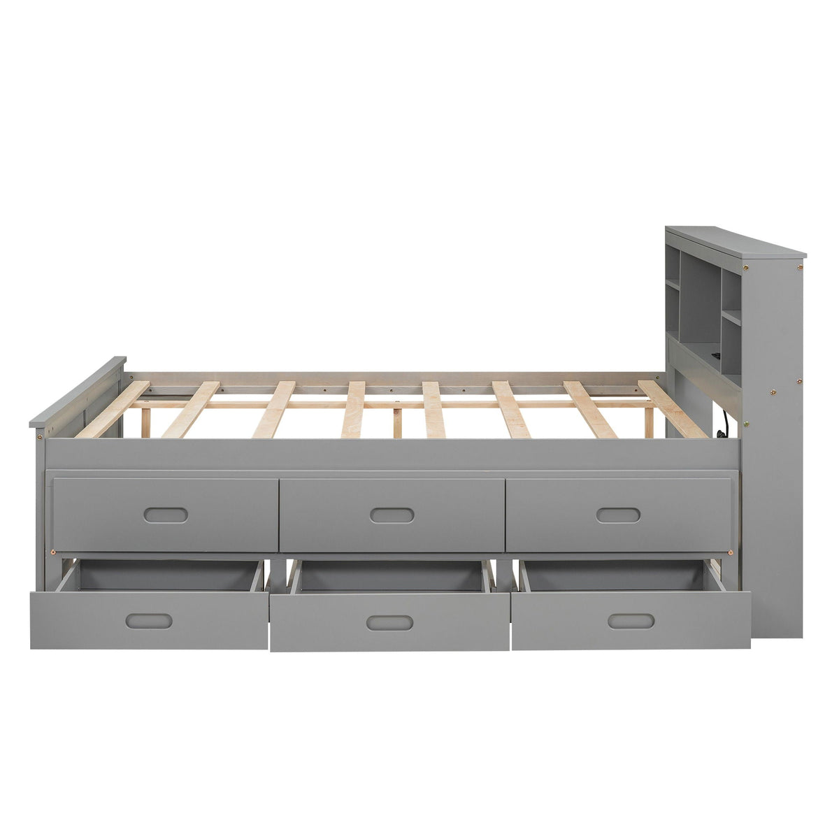 Platform Bed With Storage Headboard, USB, Trundle And 3 Drawers