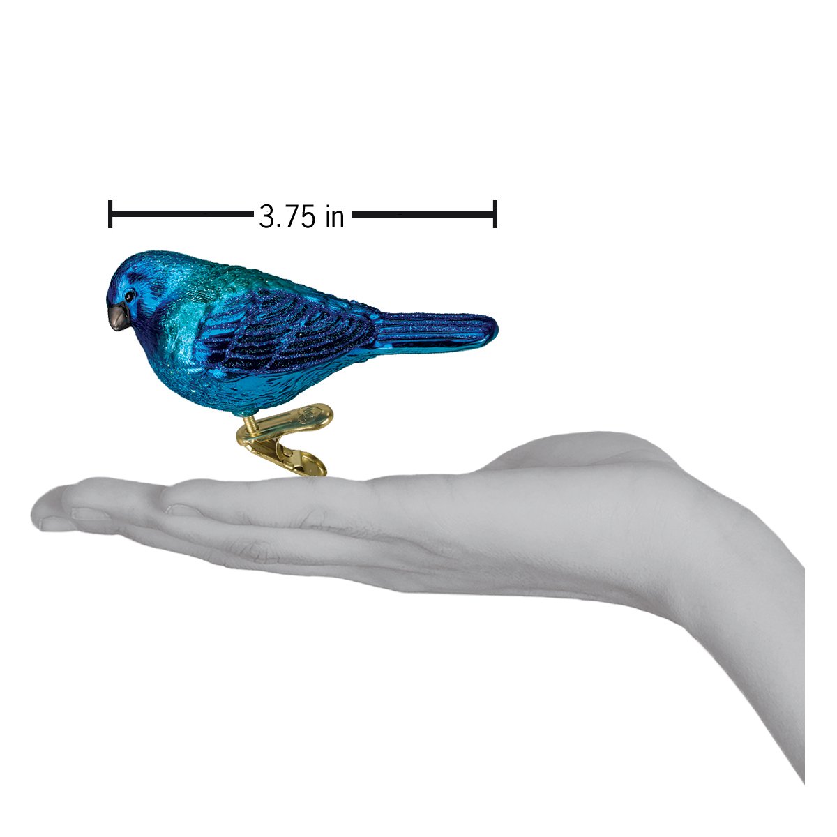 Indigo Bunting Glass Bird Ornament