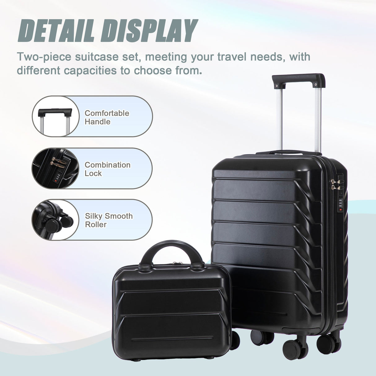 14'/20' 2-Piece ABS Spinner Wheel Luggage Set with Combination Lock