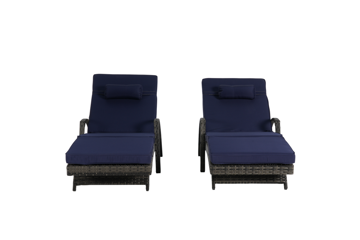 Outdoor Wicker Reclining Chair Set of 2 with Cushions