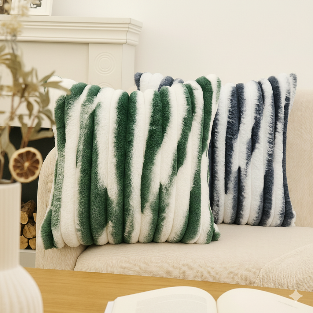Set of 2 Polyester faux fur Throw Square Pillows size 18"x18" Ombre colors