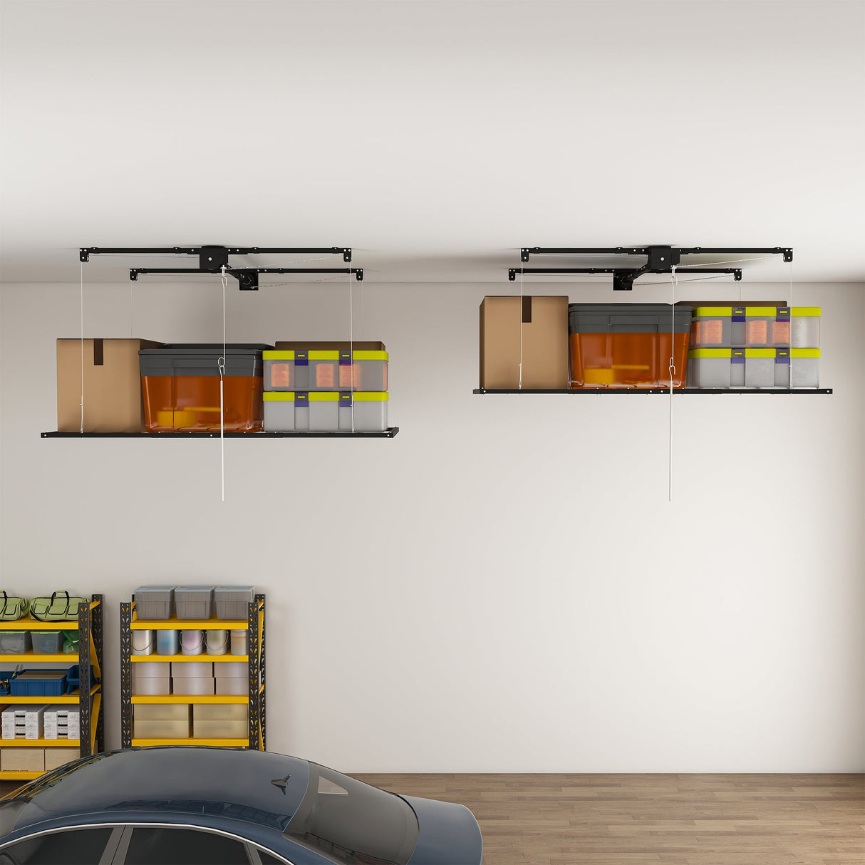 Black Overhead Garage Storage Rack 3x6 FT for High Ceilings