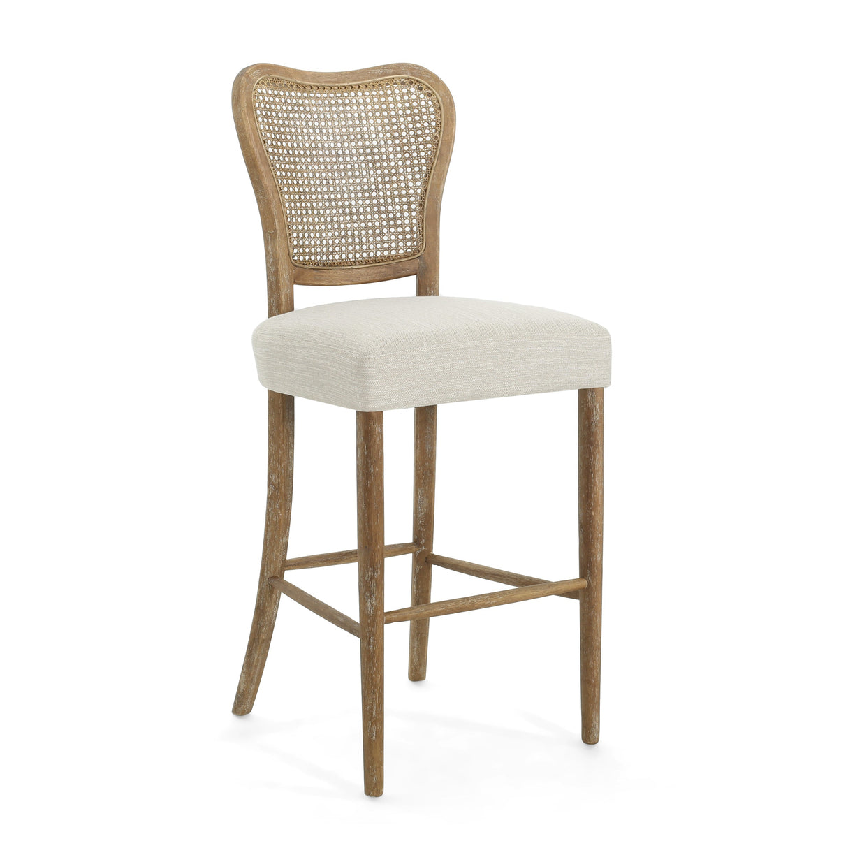 Cane-Back Upholstered Bar Stools Set of 2