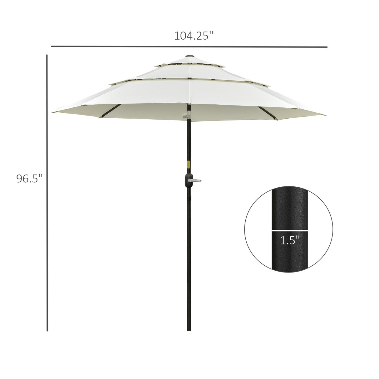 9ft 3 tiers patio umbrella outdoor market umbrella with crank, push button tilt for deck, backyard and lawn, beige