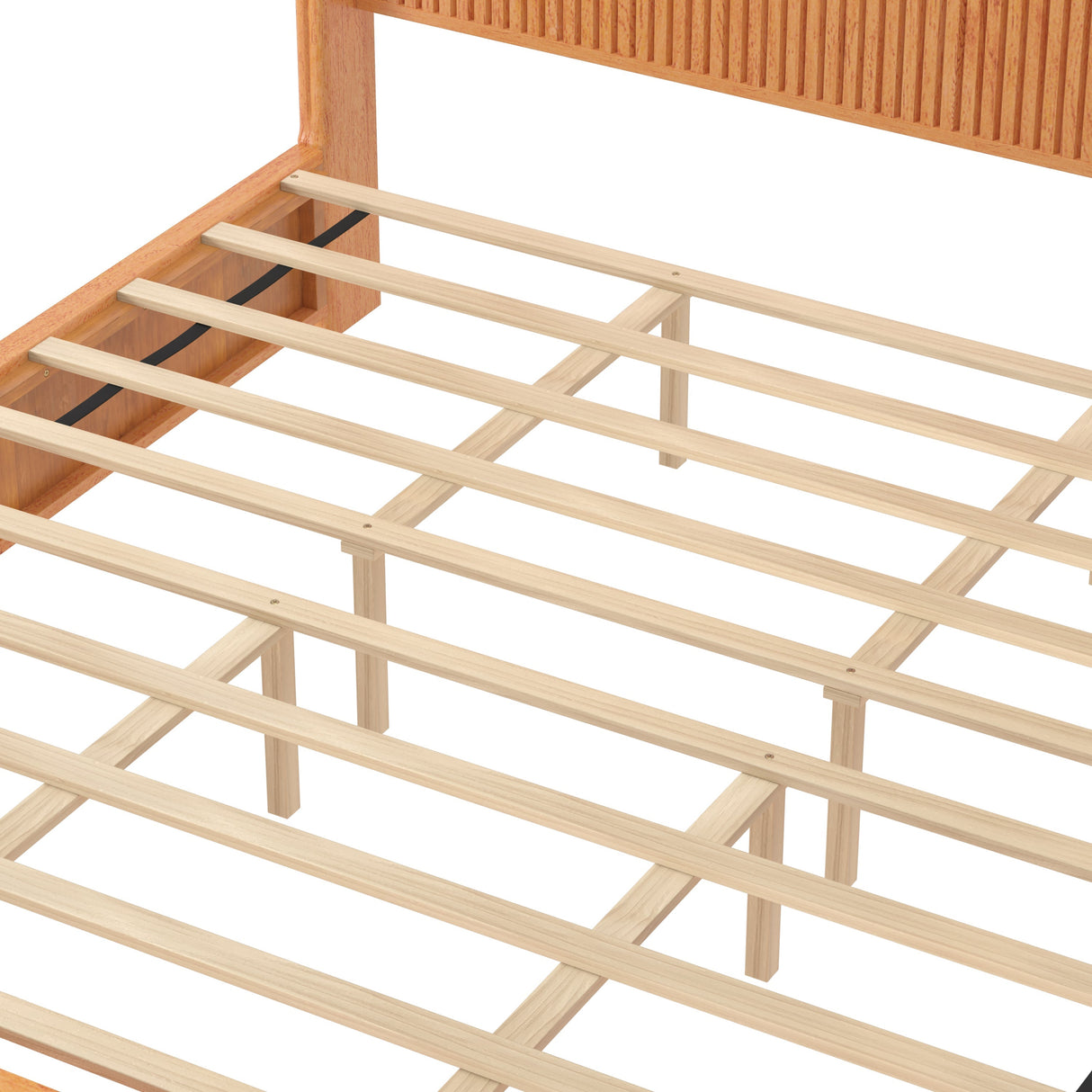 Solid Wood Platform Bed Frame with Headboard, King Size