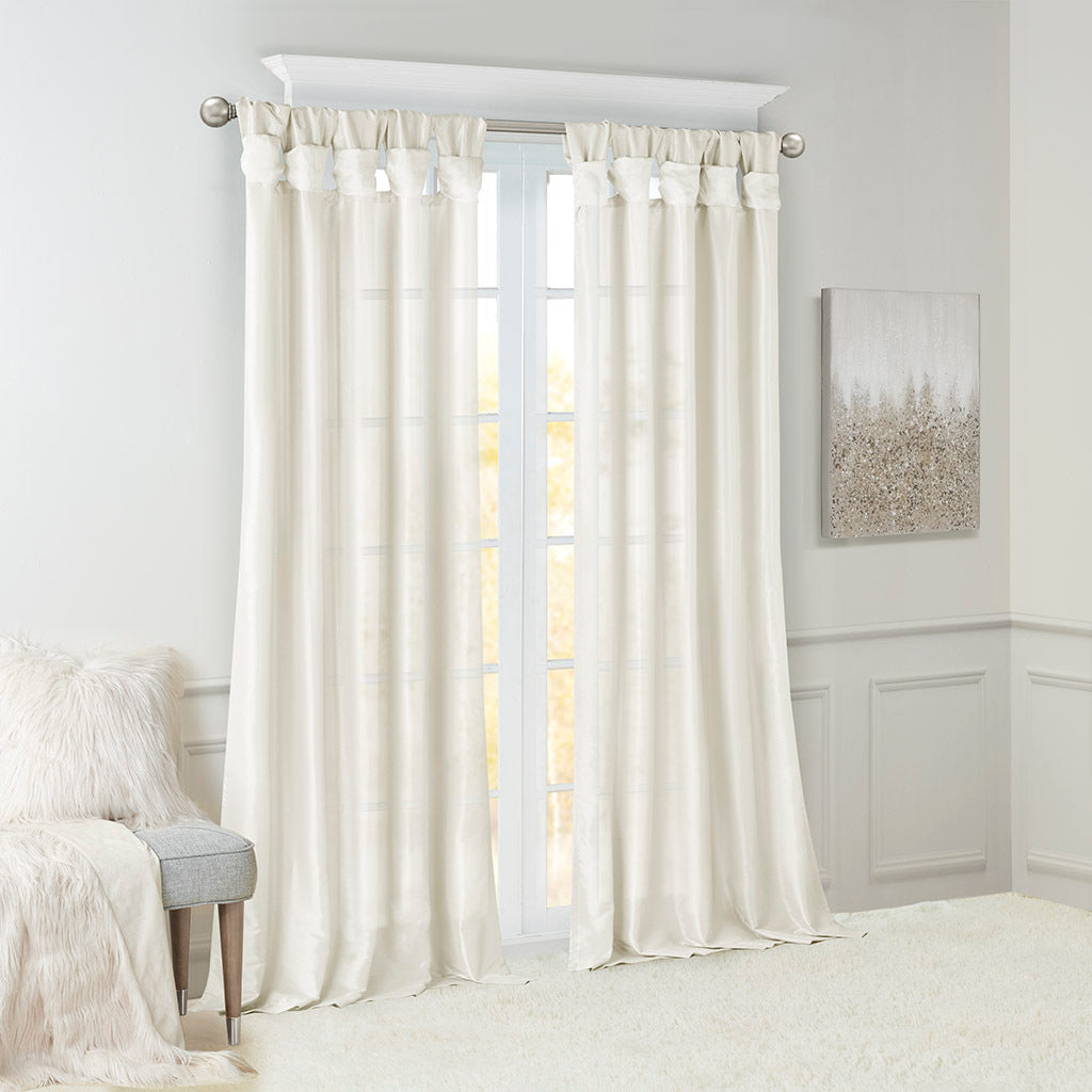 Twist Tab Lined Window Curtain Panel White 50x84'