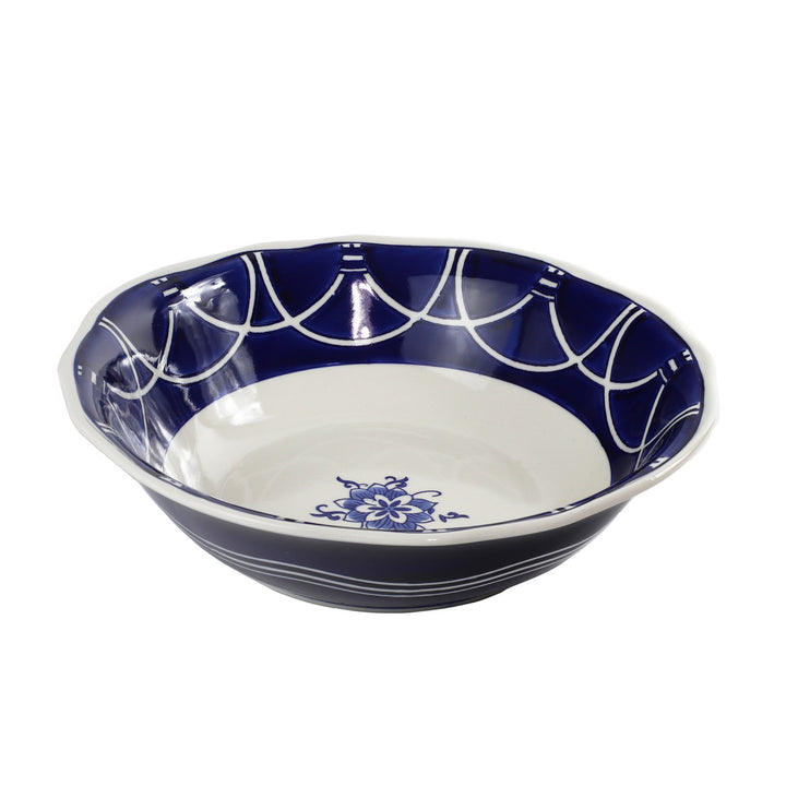 Blue Garden Hand-Painted Serving Bowl
