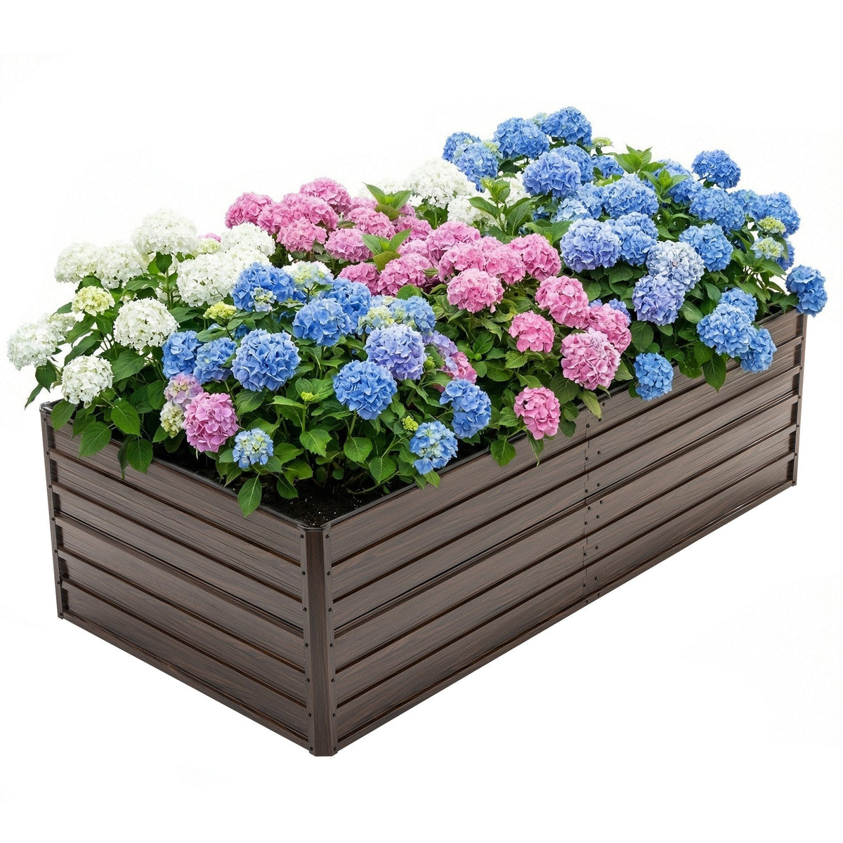 Woodgrain Galvanized Raised Garden Bed Kit with Metal Strength - Brown