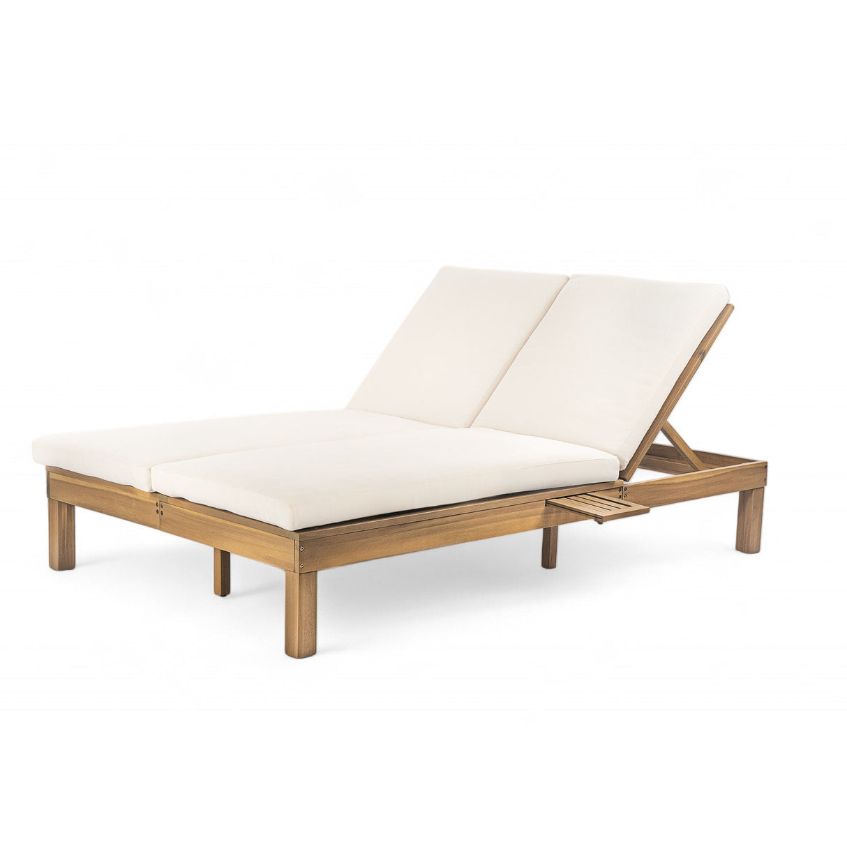 TREXM 5-Position Adjustable Backrest Double Chaise Lounge Outdoor