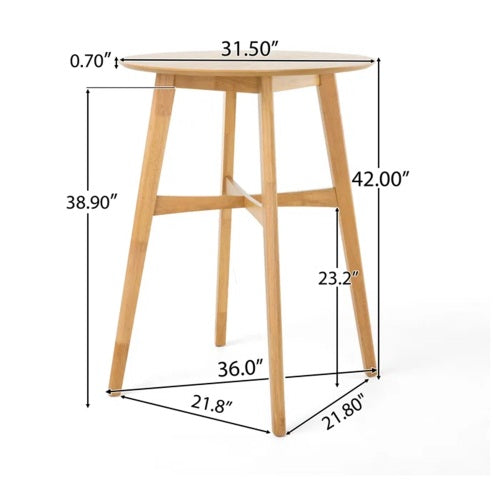 Mid-Century Modern Round Bar Table with Tapered Legs - 42" High