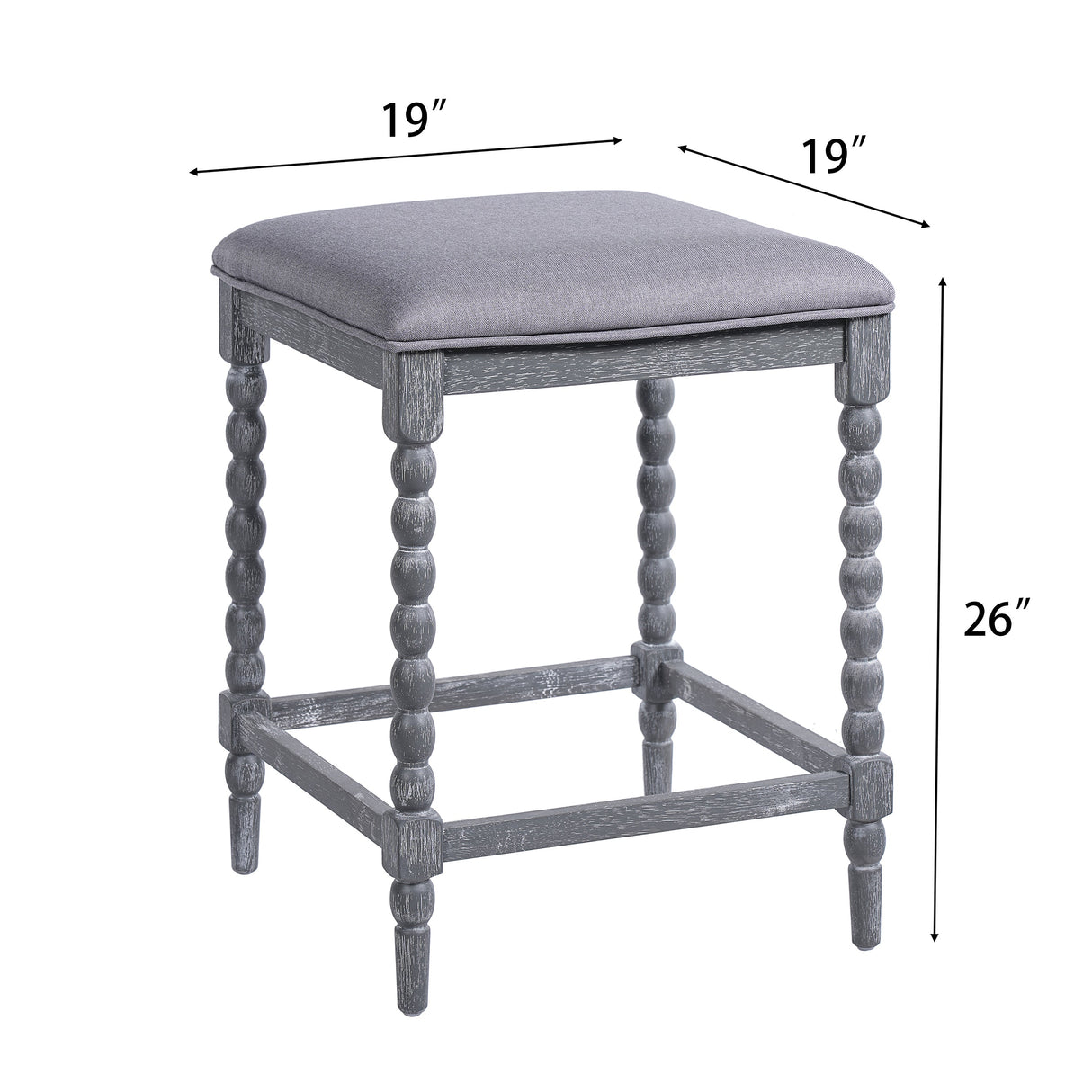 26" Counter Stools - Set of 2 with Upholstered Seat