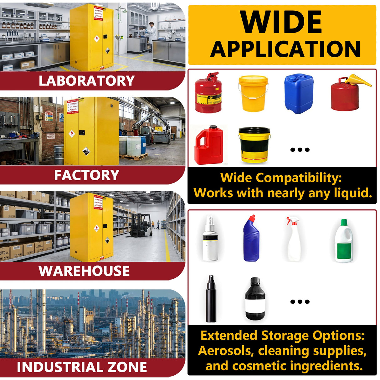 60 Gal Flammable Safety Cabinet, 34"W x 34"D x 65"H