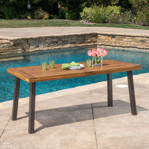 Outdoor Dining Set – Premium Acacia Wood Table & Wicker Chairs