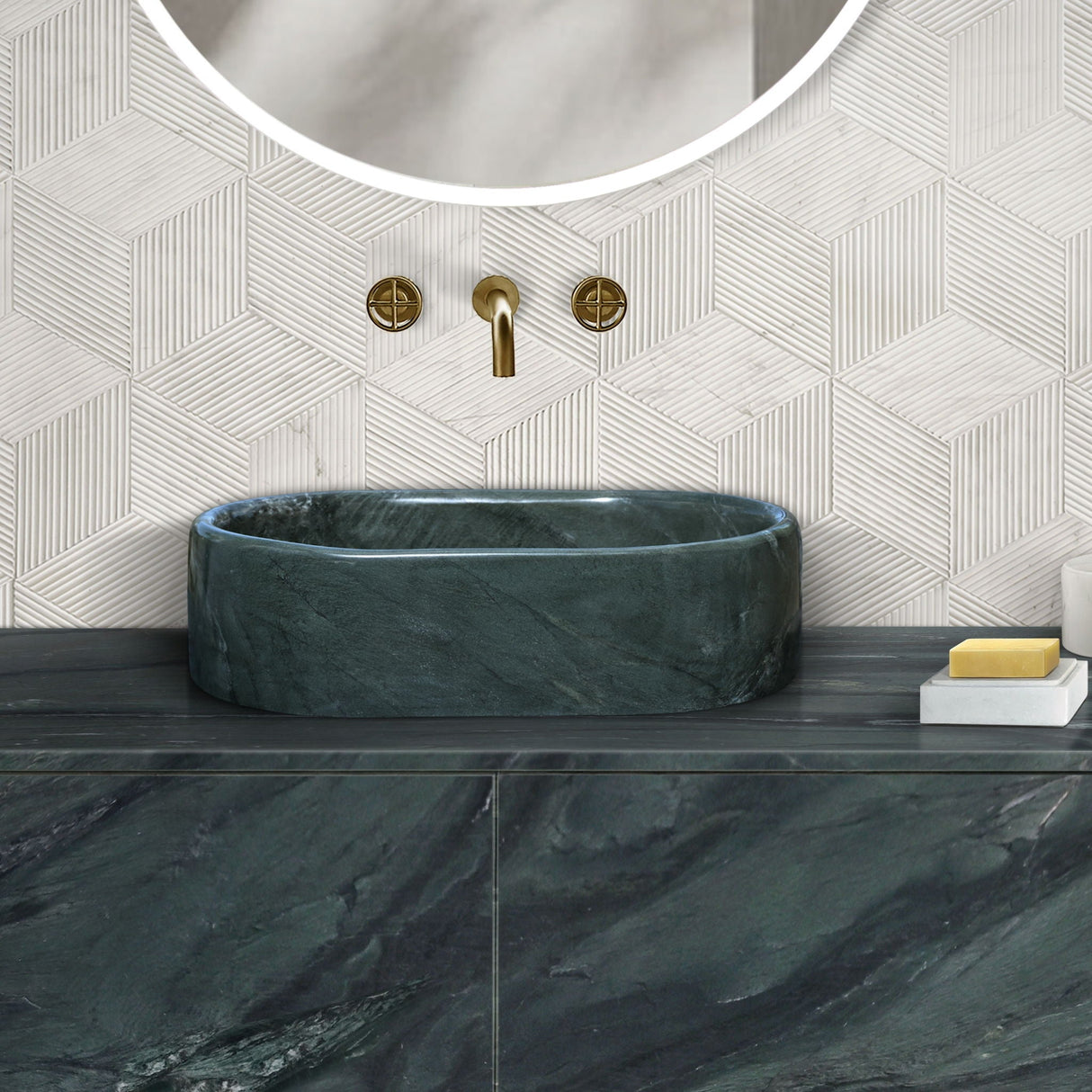 Bathroom Vessel Sink, Semi Polished Surface