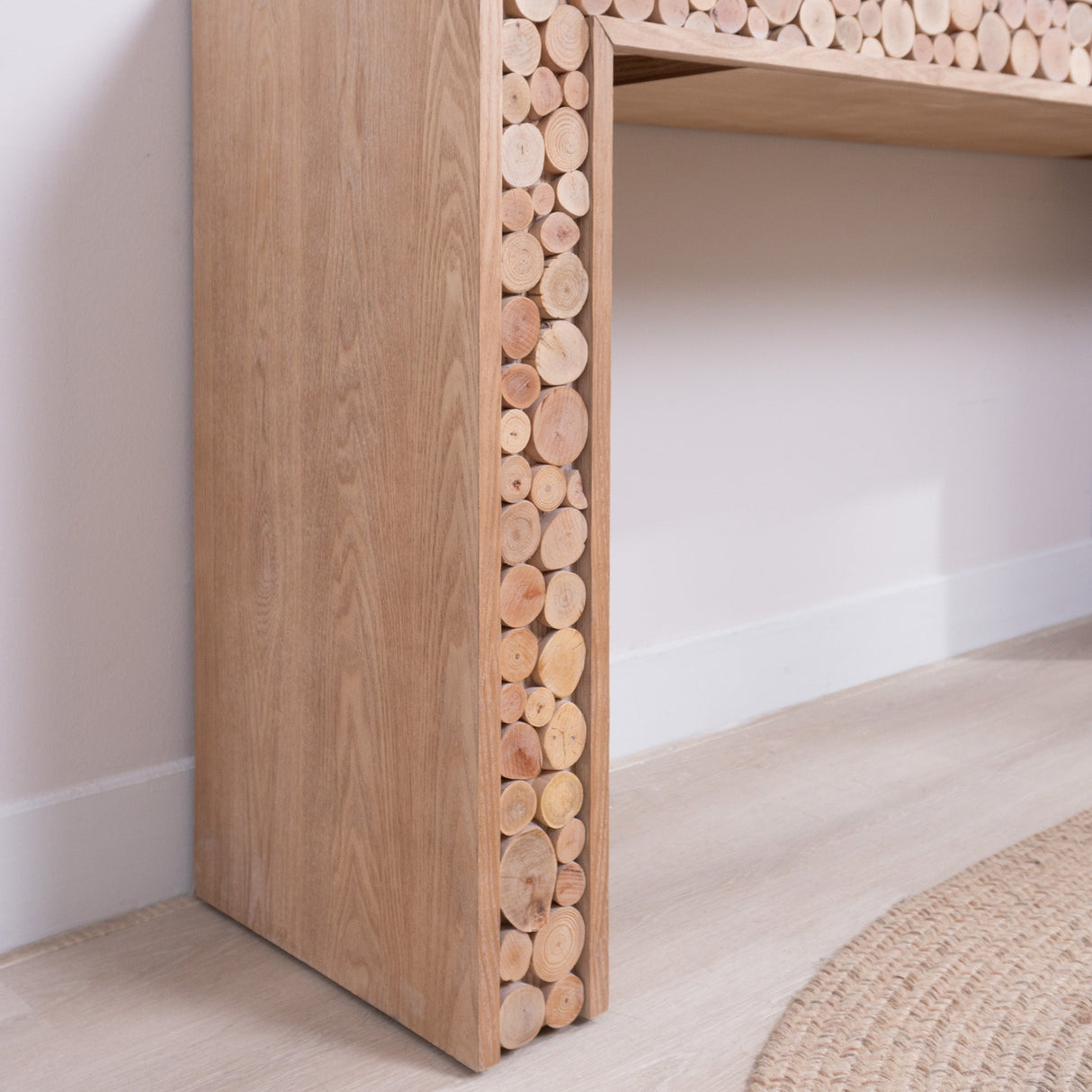 Rustic Wood Console Table with Natural Log Accents – 62 Entryway Table, Narrow Sofa Table, Hallway Accent Table – Modern Farmhouse Style