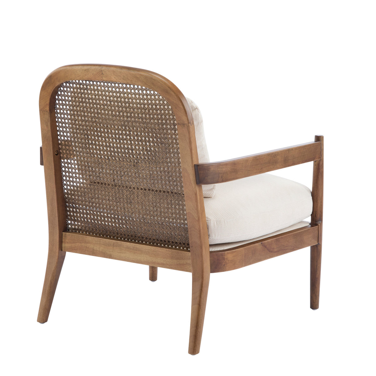 Elliston Rattan Backrest Solid Wood Accent Chair with Cushions Set of 2