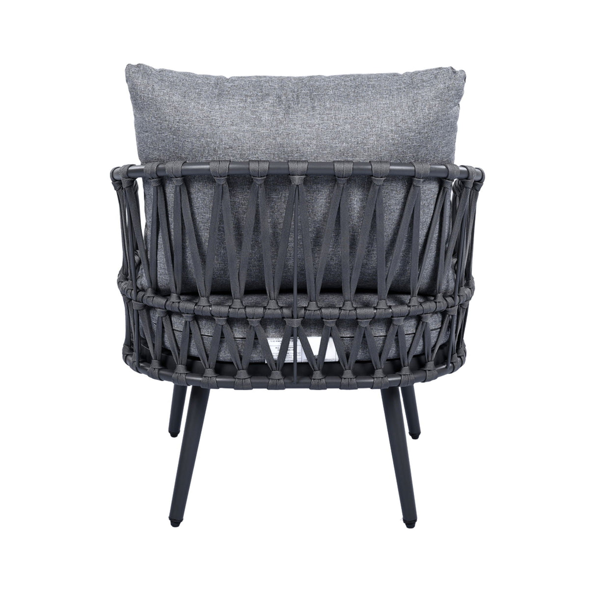 4 Piece Outdoor Patio Furniture Set, Metal Chairs With Woven Rope U Shaped Backrest