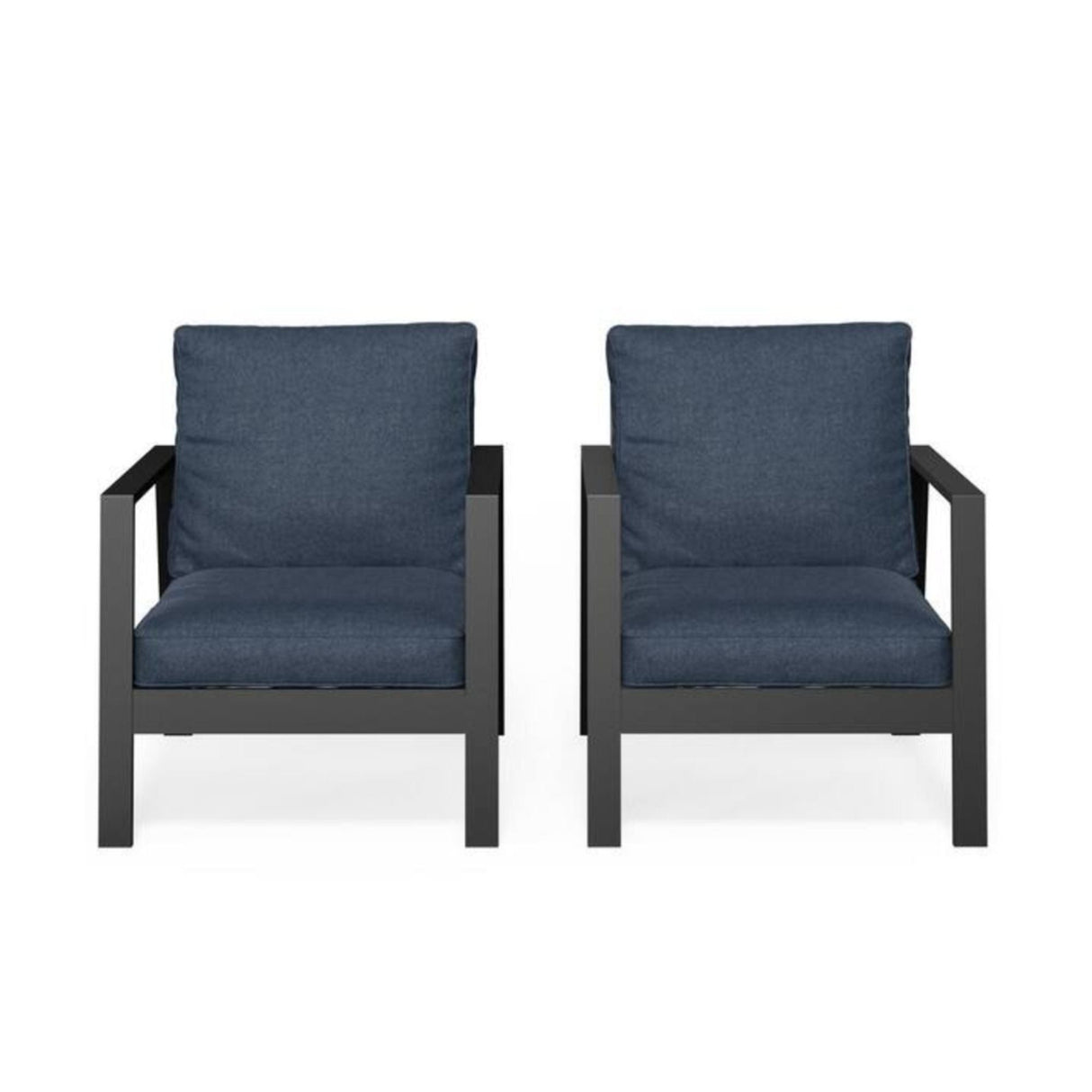 All-Weather Ergonomic Patio Armchairs With Thick Cushions (Set of 2)
