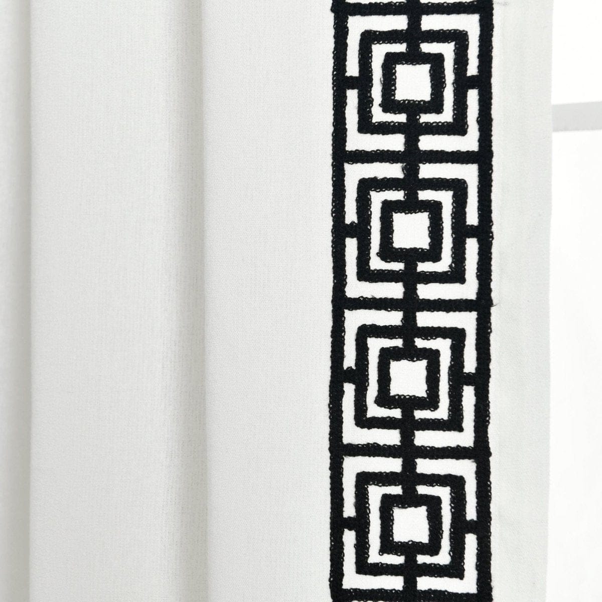 Luxury Modern Square Embroidery Border Window Curtain Panel