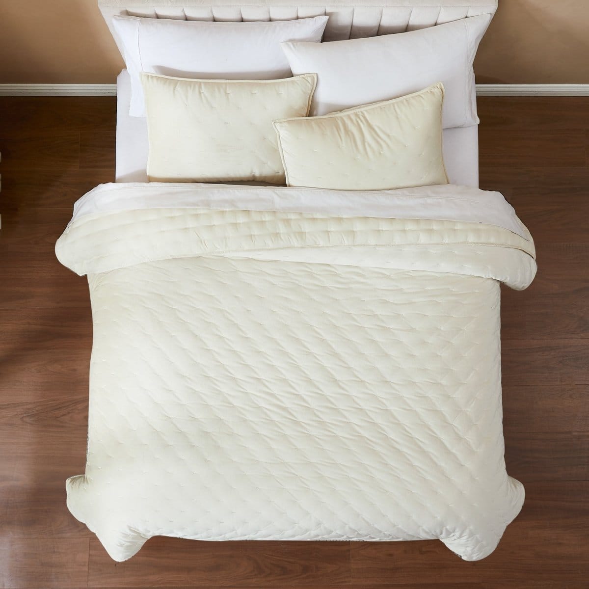 Haven Velvet Embroidered Stitch Cozy Super Soft Quilt 3 Piece Set