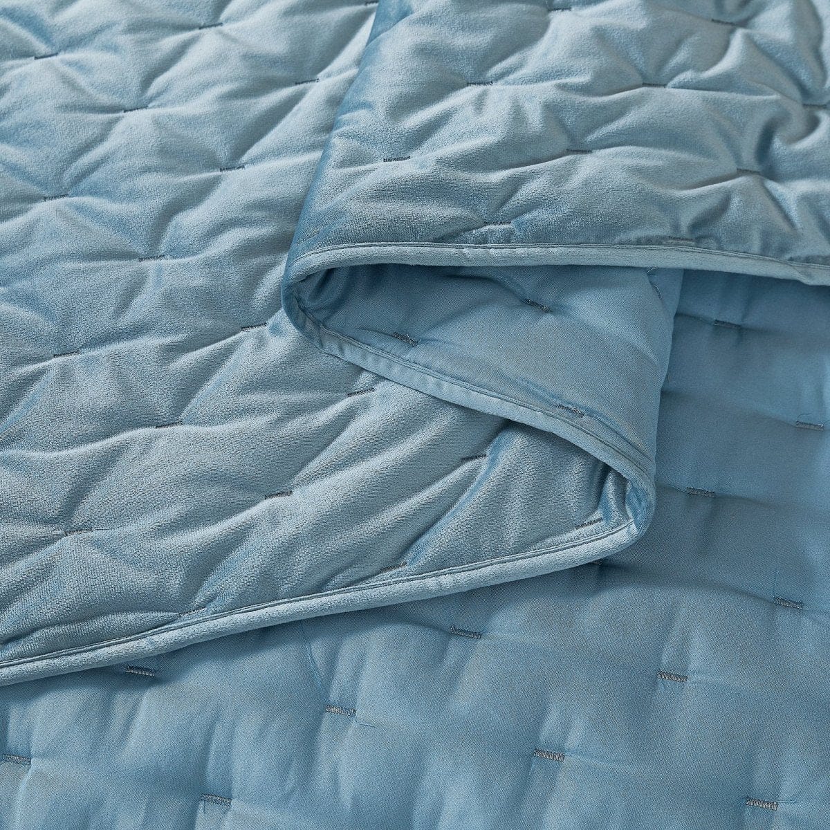 Haven Velvet Embroidered Stitch Cozy Super Soft Quilt 3 Piece Set