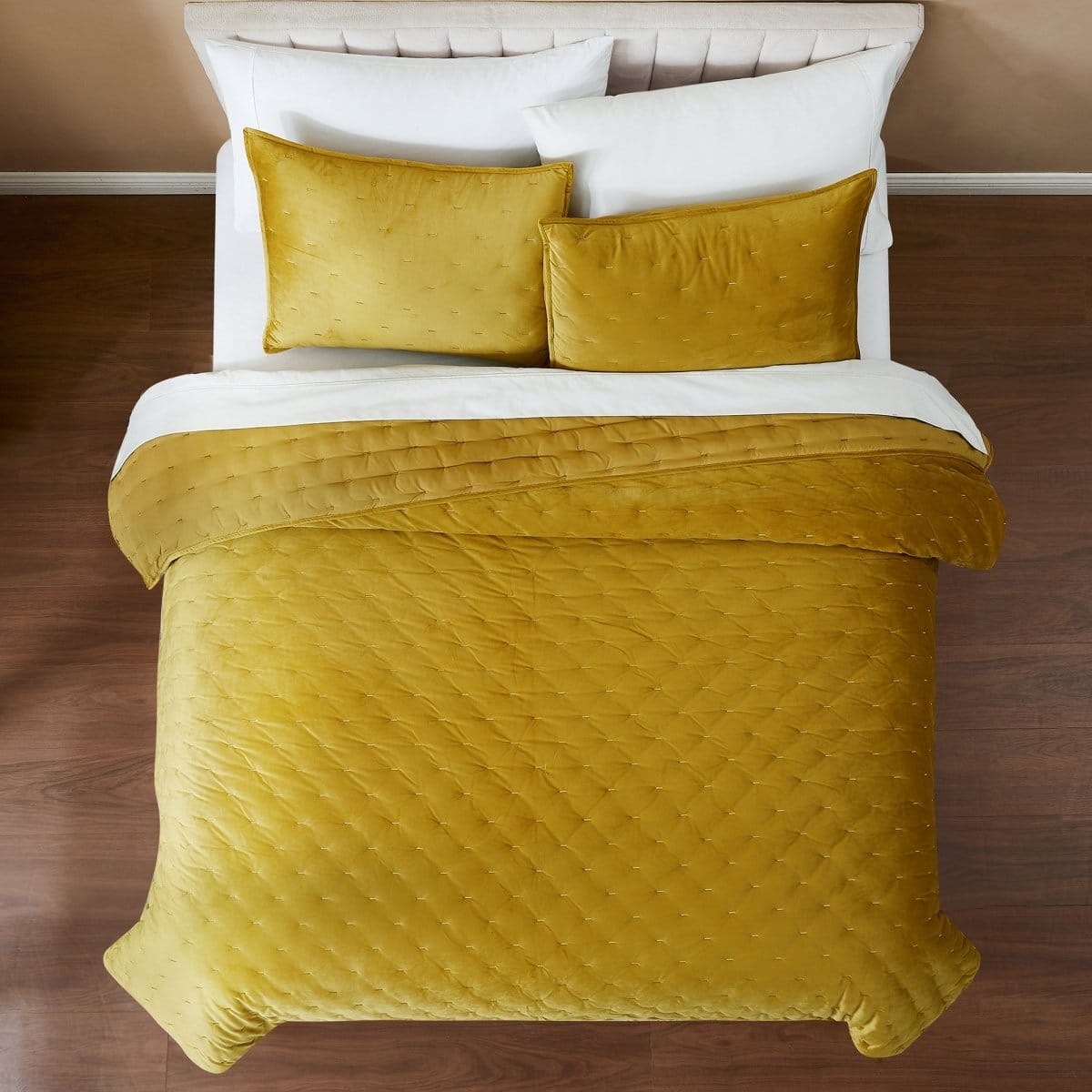 Haven Velvet Embroidered Stitch Cozy Super Soft Quilt 3 Piece Set