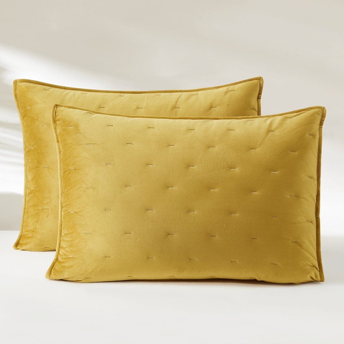 Haven Velvet Embroidered Stitch Cozy Super Soft Quilt 3 Piece Set