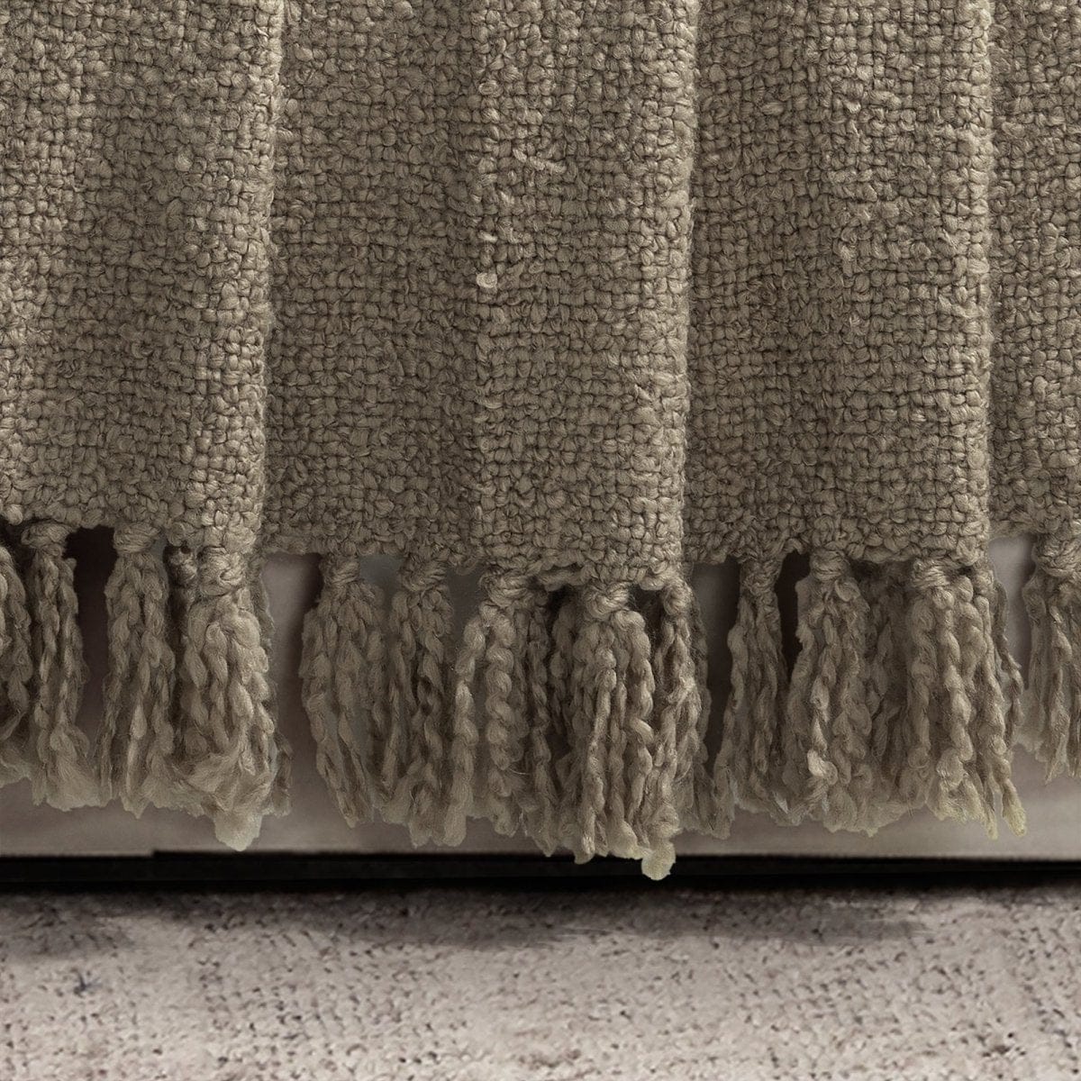 Tulum Boucle Textured Woven Fringed Throw Blanket
