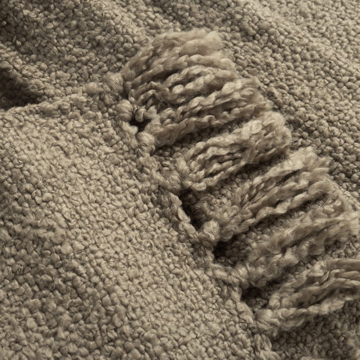 Tulum Boucle Textured Woven Fringed Throw Blanket