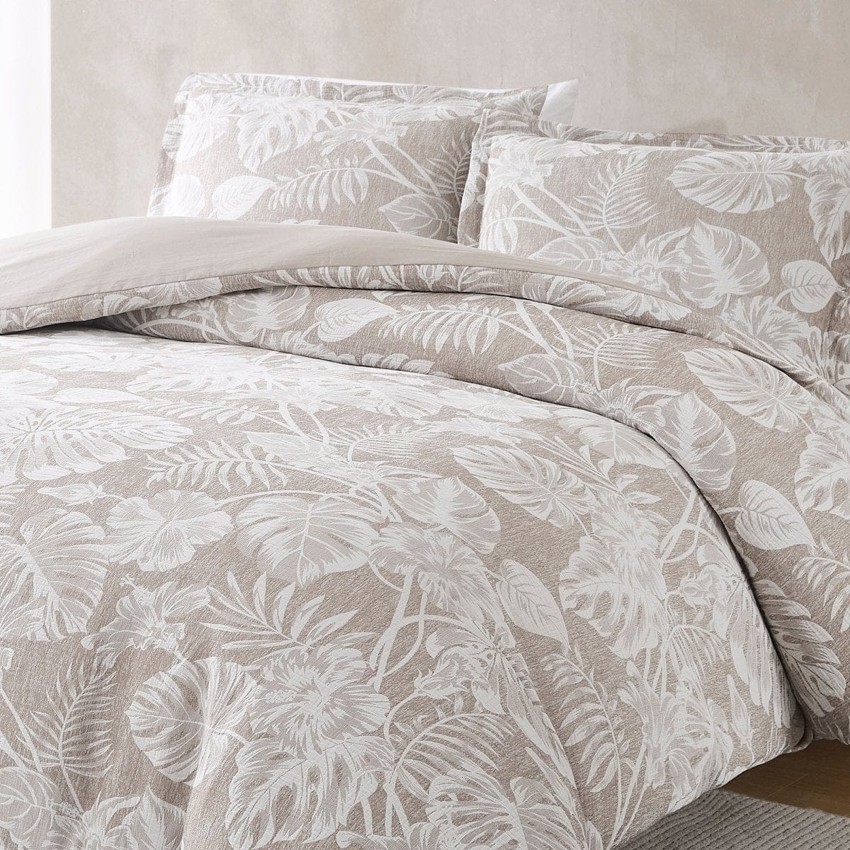 Bali Tropical Leaves Gauze Jacquard Duvet Cover Set