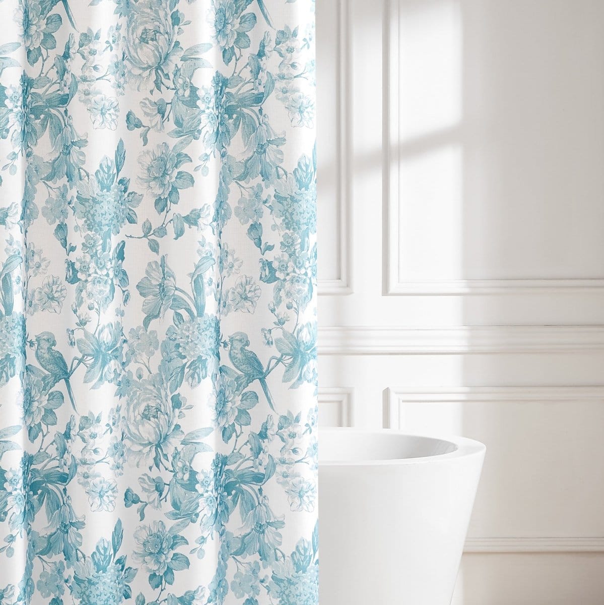 Bird And Hydrangea Toile Shower Curtain