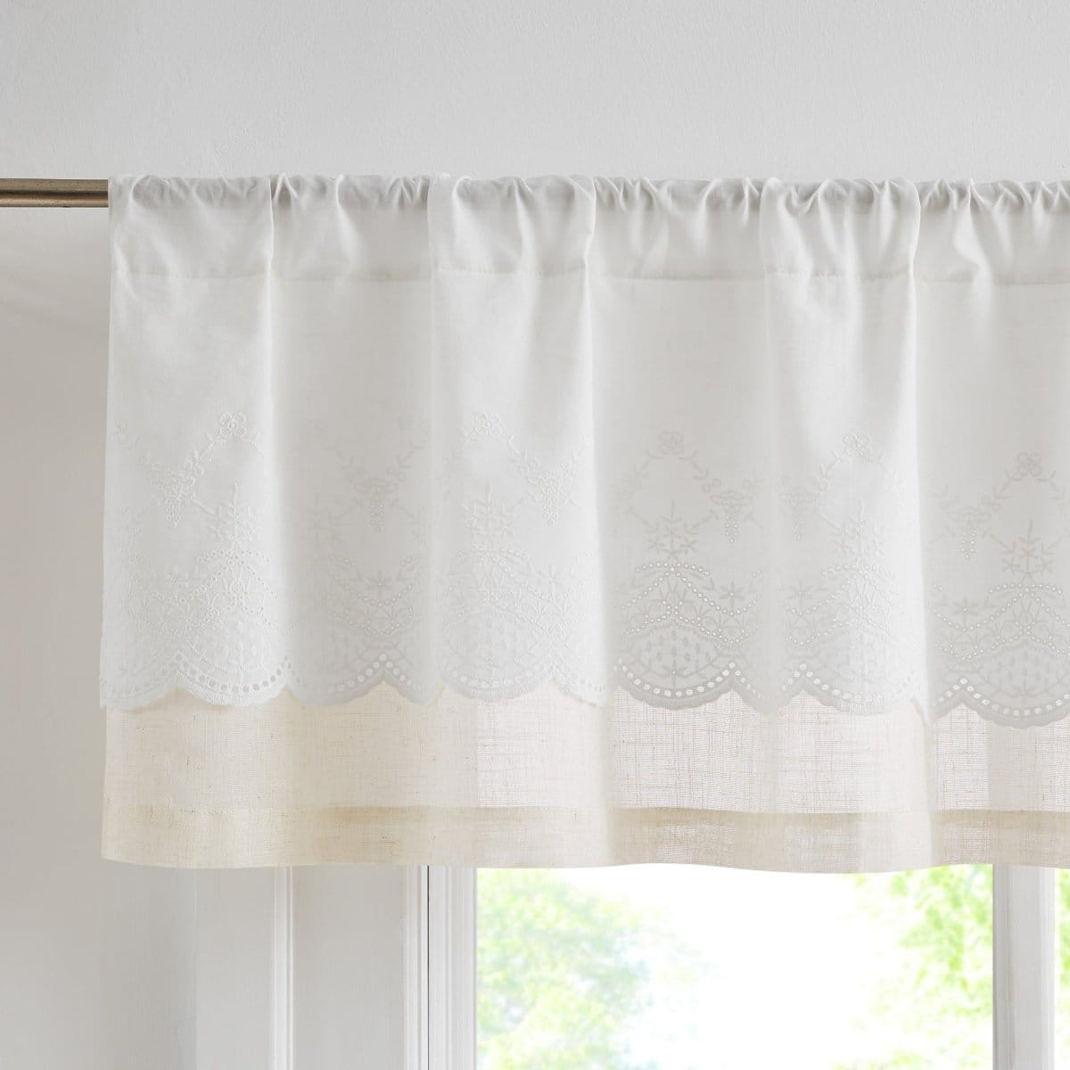 Brigitte Embroidery Eyelet Scalloped Edge Valance